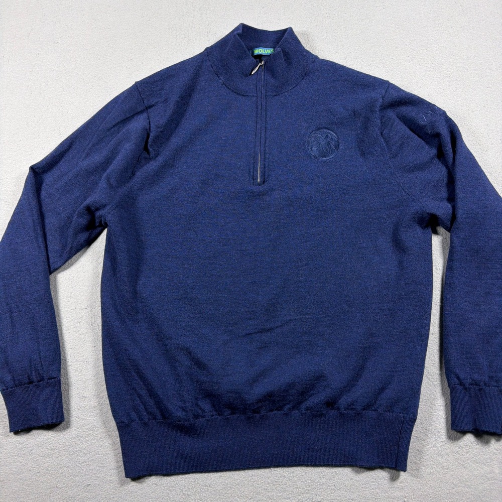 Minnesota Timberwolves Quarter Zip Men Large Merino Wool Navy Blue Lexus Luxury - Picture 2 of 7